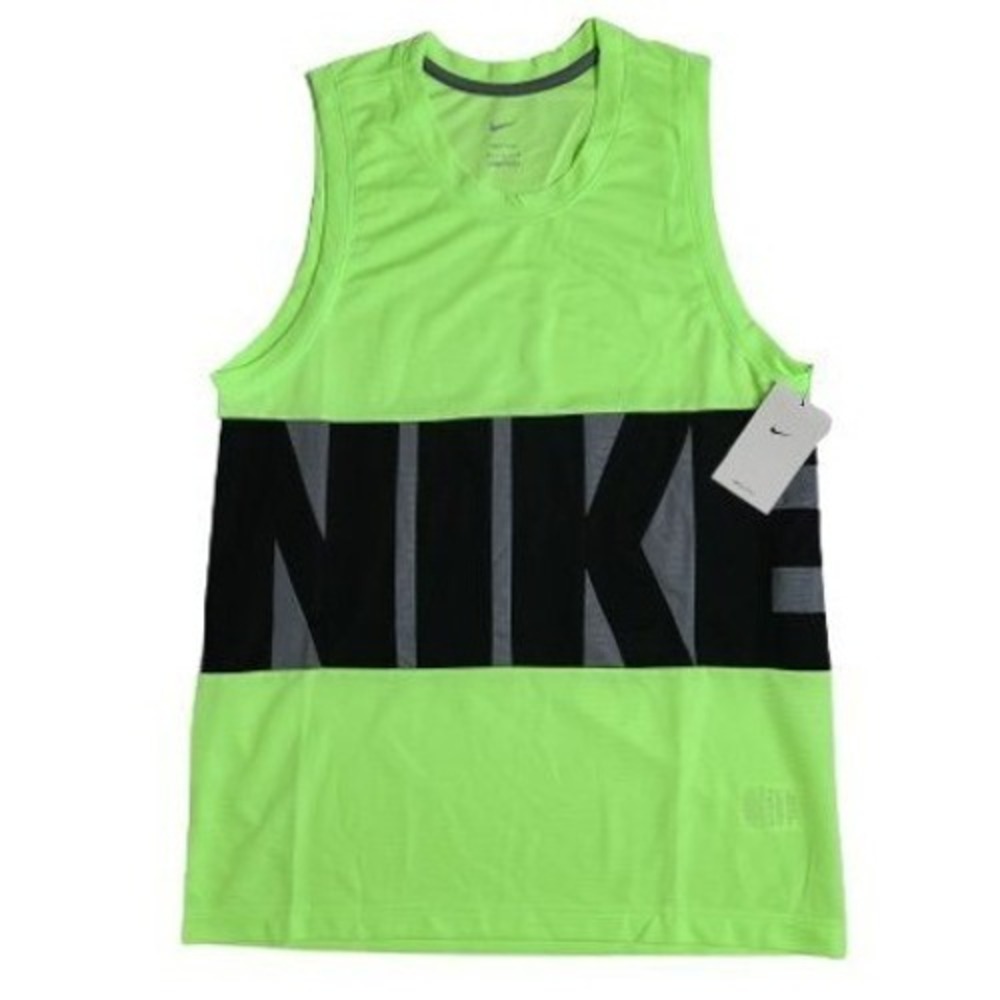 Nike Retro Basketball Tank Mens Small Lime Green Grey Black Dri-fit NEW